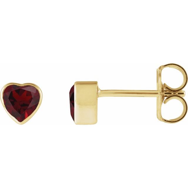 14K Yellow Natural Mozambique Garnet Stud Earrings