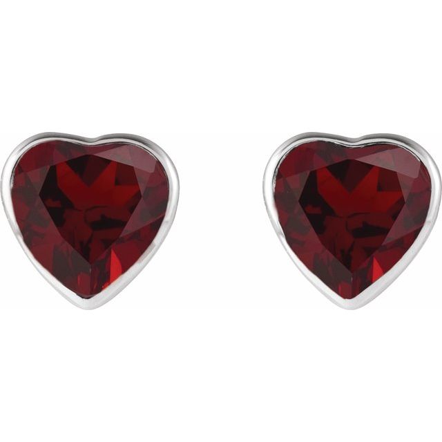14K White Natural Mozambique Garnet Stud Earrings