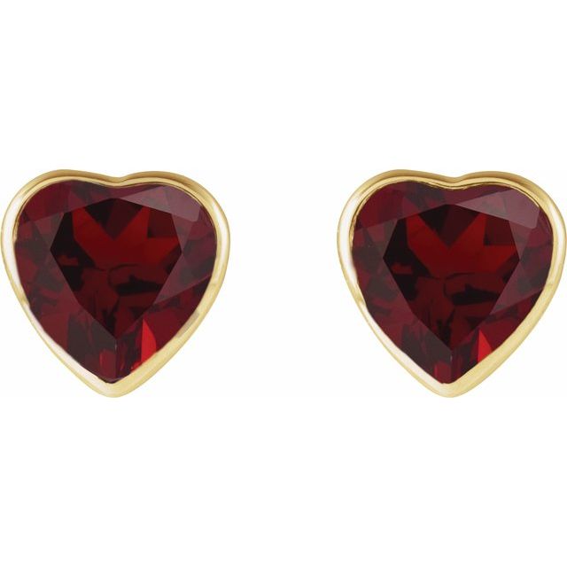 14K Yellow Natural Mozambique Garnet Stud Earrings