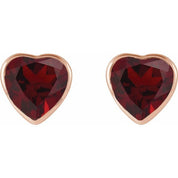14K Rose Natural Mozambique Garnet Stud Earrings