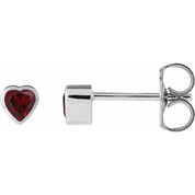 14K White Natural Mozambique Garnet Stud Earrings