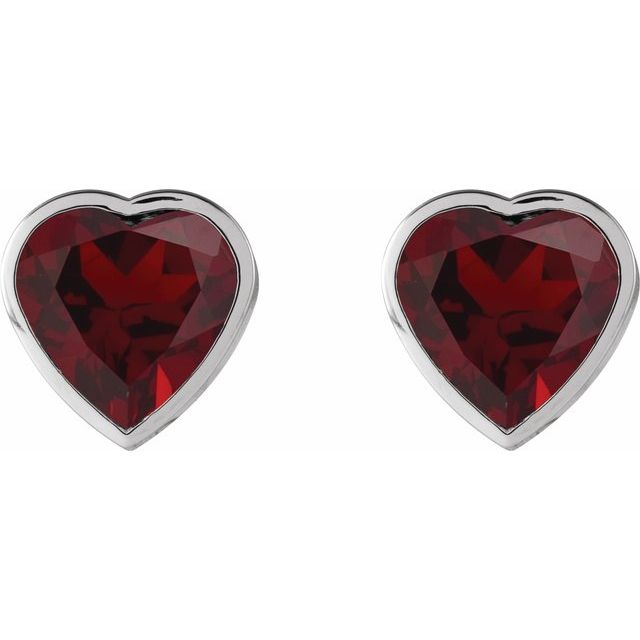 14K White Natural Mozambique Garnet Stud Earrings