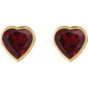 14K Yellow Natural Mozambique Garnet Stud Earrings