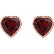 14K Rose Natural Mozambique Garnet Stud Earrings