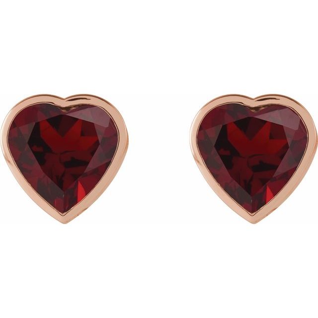 14K Rose Natural Mozambique Garnet Stud Earrings