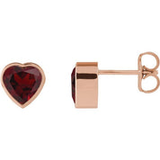 14K Rose Natural Mozambique Garnet Stud Earrings
