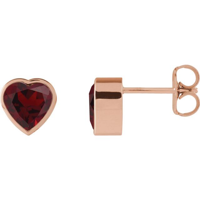 14K Rose Natural Mozambique Garnet Stud Earrings