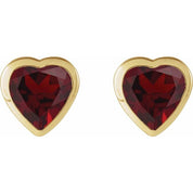 14K Yellow Natural Mozambique Garnet Stud Earrings