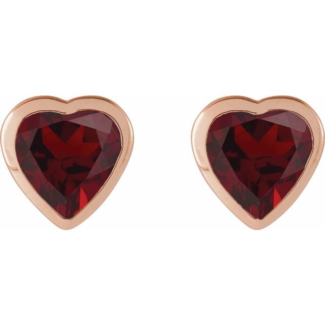 14K Rose Natural Mozambique Garnet Stud Earrings