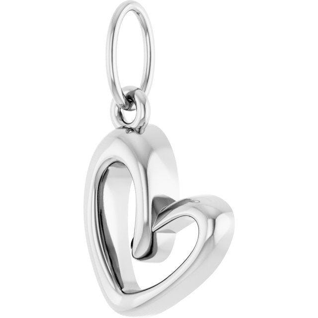 14K White Petite Heart Pendant