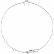 Sterling Silver .04 CTW Natural Diamond Crescent Moon 6 1/2-7 1/2 Bracelet