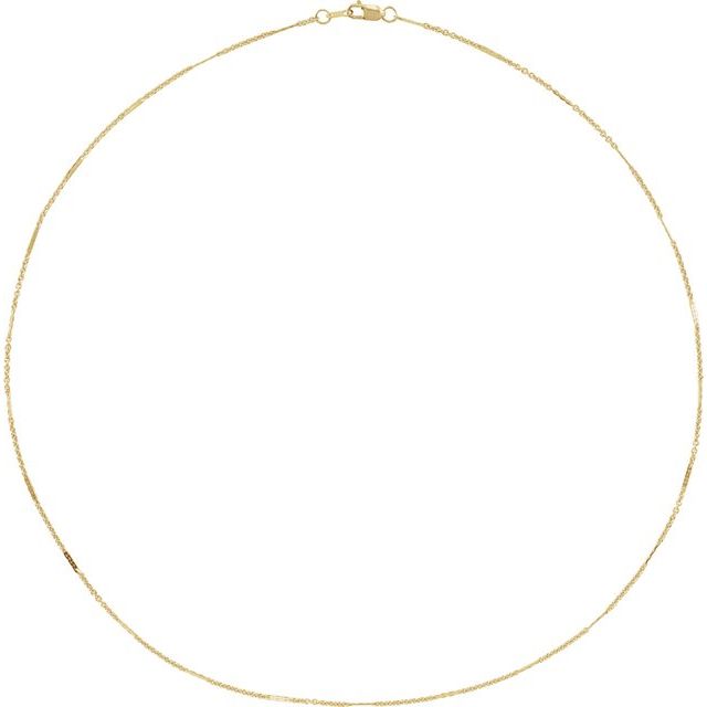 14K Yellow 1.1 mm Dapped Cable 20" Chain
