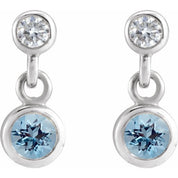 14K White Natural Aquamarine & .05 CTW Natural Diamond Two-Stone Earrings