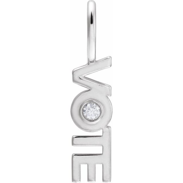 Platinum .03 CT Natural Diamond Vote Charm/Pendant