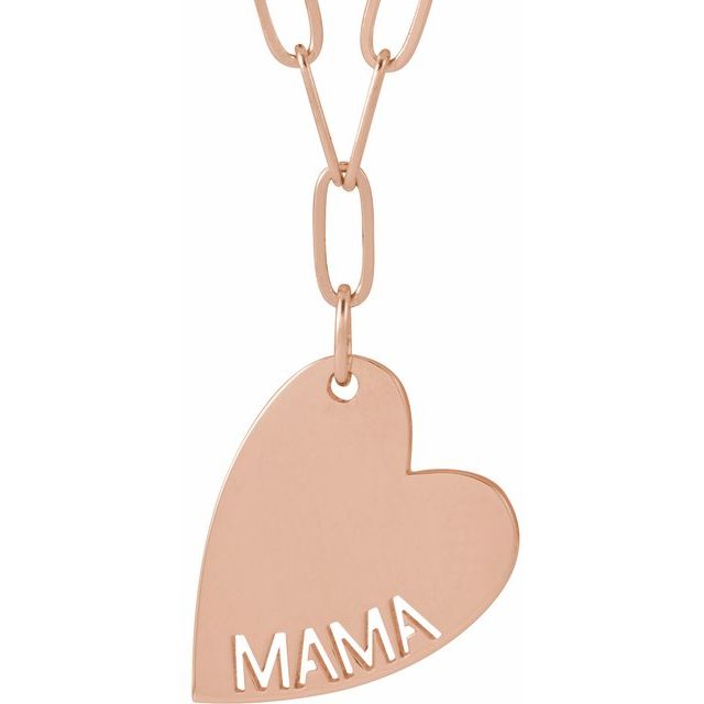14K Rose Mama Heart 18" Necklace