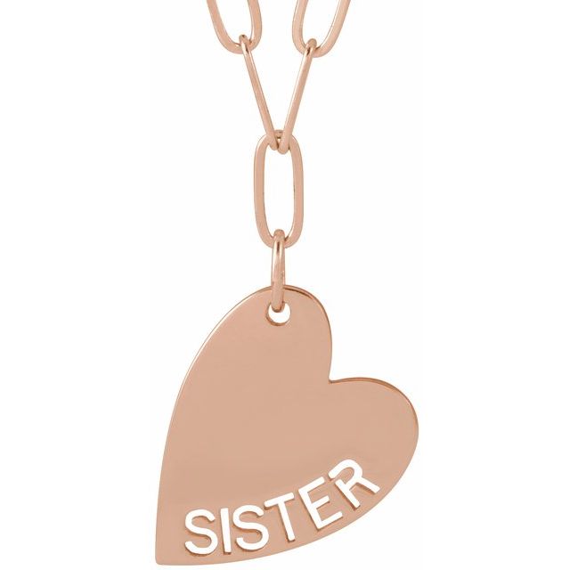 14K Rose Sister Heart 18" Necklace