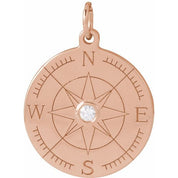 14K Rose .015 CT Natural Diamond Compass Pendant