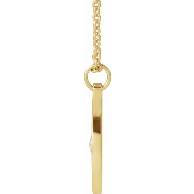 14K Yellow .015 CT Natural Diamond Compass 16-18" Necklace