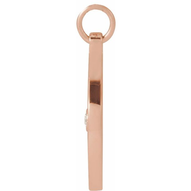 14K Rose .015 CT Natural Diamond Compass Pendant