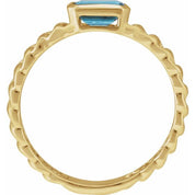 14K Yellow Natural Sky Blue Topaz Ring - Elegant Emerald Cut Design