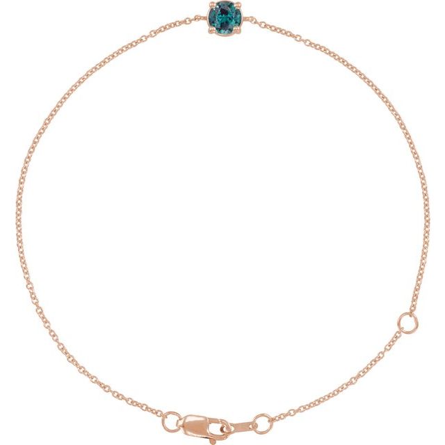 14K Rose Lab-Grown Alexandrite  6 1/2-7-1/2" Bracelet