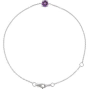 14K White Natural Amethyst  6 1/2-7-1/2" Bracelet