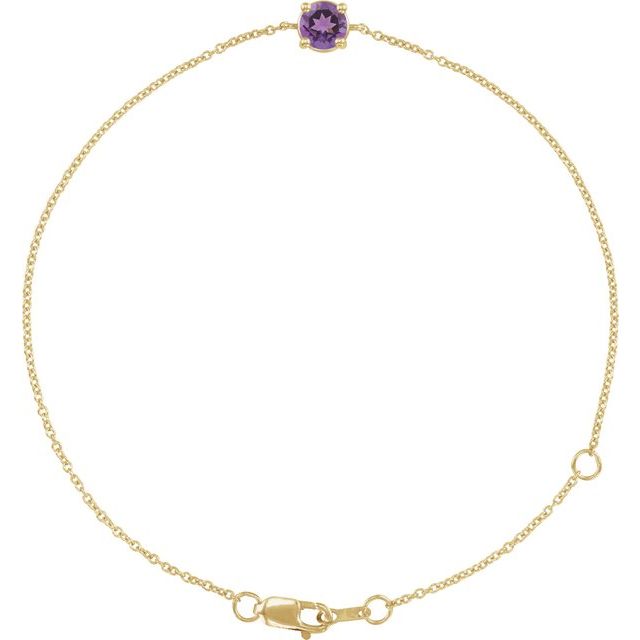 14K Yellow Natural Amethyst  6 1/2-7-1/2" Bracelet