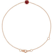 14K Rose Lab-Grown Ruby  6 1/2-7-1/2" Bracelet