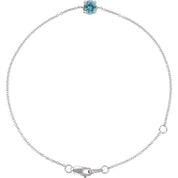 14K White Natural Blue Zircon  6 1/2-7-1/2" Bracelet