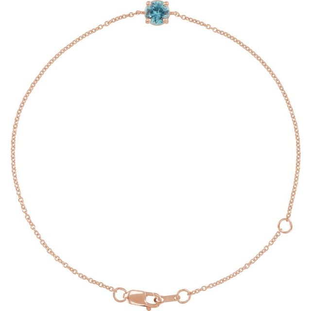 14K Rose Natural Blue Zircon  6 1/2-7-1/2" Bracelet