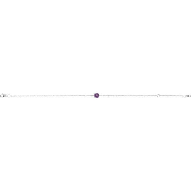 Sterling Silver Natural Amethyst 6 1/2-7 1/2" Bracelet