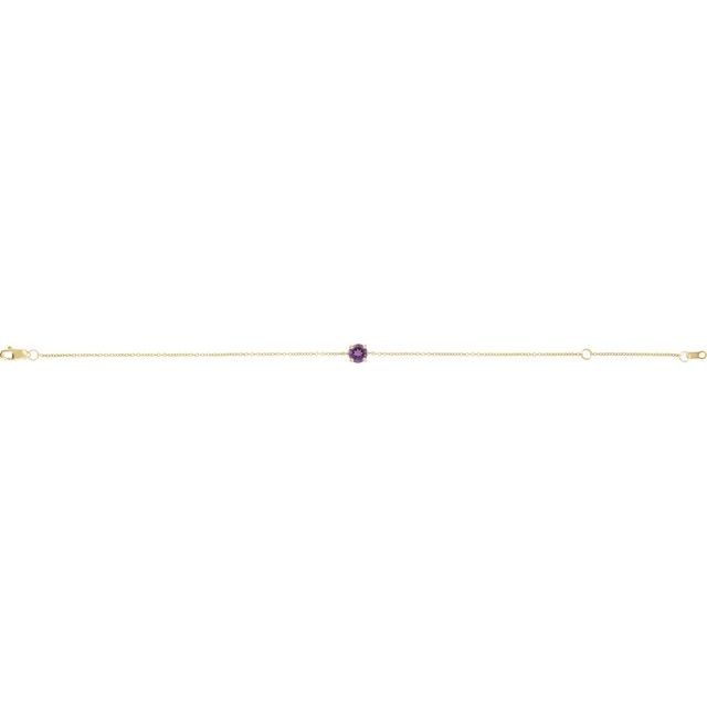 14K Yellow Natural Amethyst  6 1/2-7-1/2" Bracelet