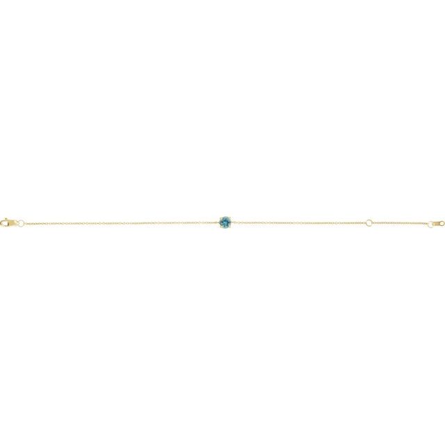 14K Yellow Natural Blue Zircon  6 1/2-7-1/2" Bracelet