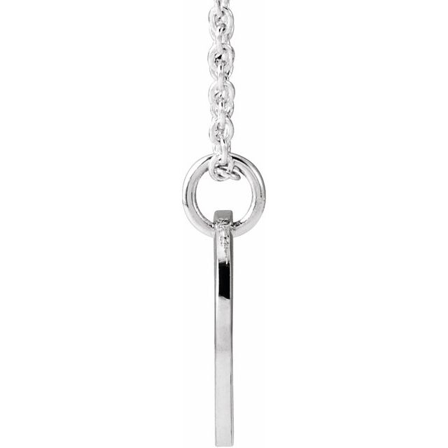 Sterling Silver Script Initial V 16-18" Necklace