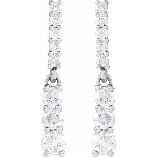 14K White 1/4 CTW Natural Diamond Dangle Earrings