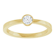 14K Yellow Gold 1/5 CT Natural Diamond Bezel-Set Solitaire Ring - 126776:104:P