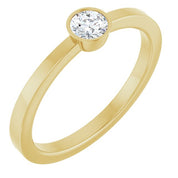 14K Yellow Gold 1/5 CT Natural Diamond Bezel-Set Solitaire Ring - 126776:104:P