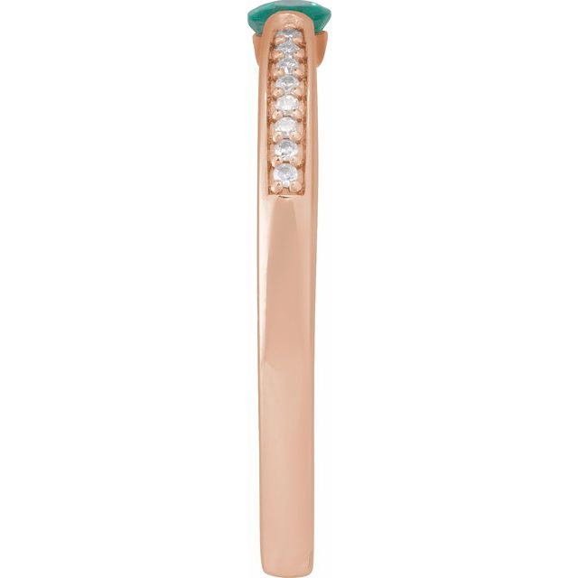 14K Rose Imitation Emerald & .05 CTW Natural Diamond Ring