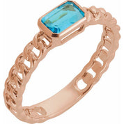 14K Rose Natural Sky Blue Topaz Ring - Elegant Gemstone Jewelry