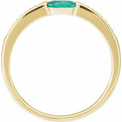 14K Yellow Imitation Emerald & .05 CTW Natural Diamond Ring