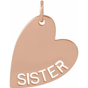 14K Rose Sister Heart Pendant