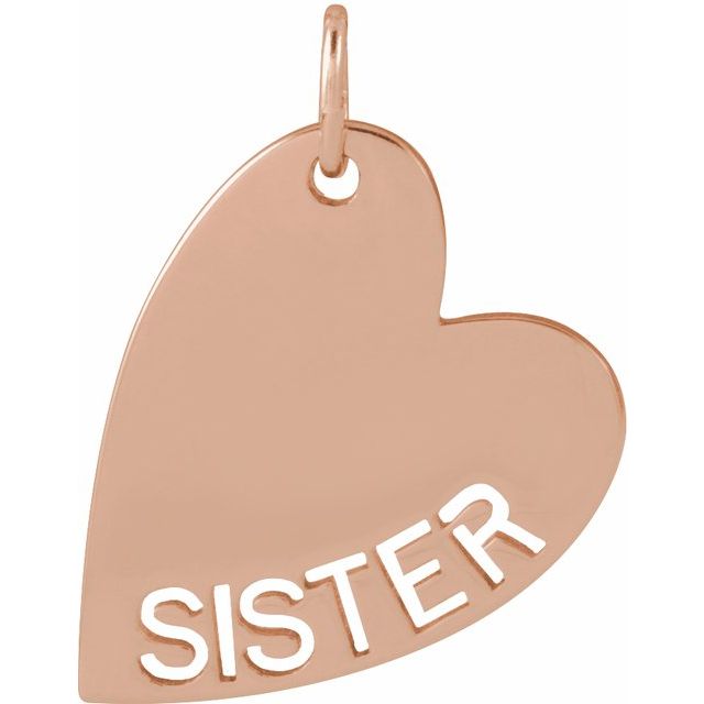 14K Rose Sister Heart Pendant