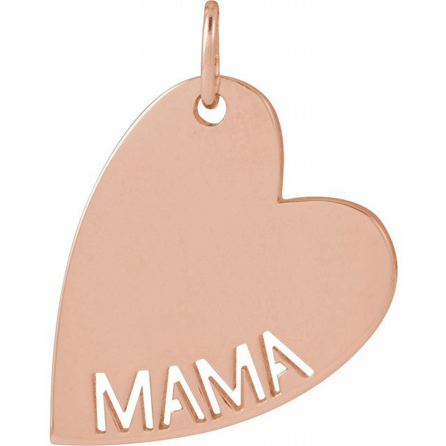 14K Rose Mama Heart Pendant