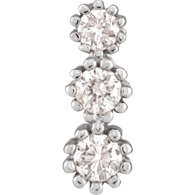 14K White 1/8 CTW Natural Diamond Three-Stone Pendant