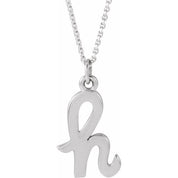 14K White Petite Initial H 16" Necklace