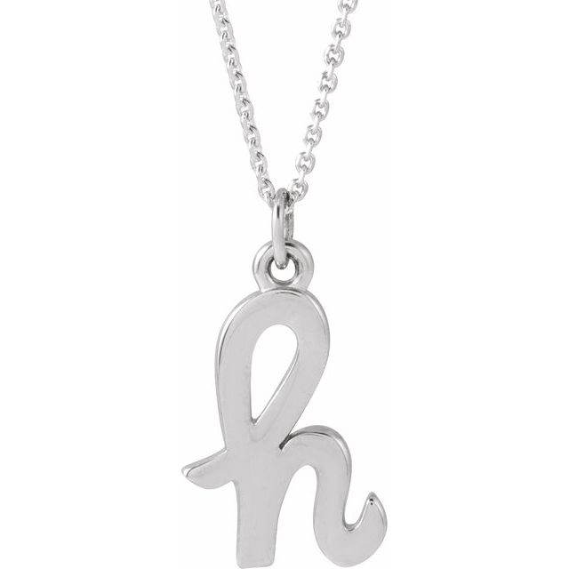 14K White Petite Initial H 16" Necklace