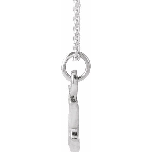 14K White Petite Initial R 16" Necklace