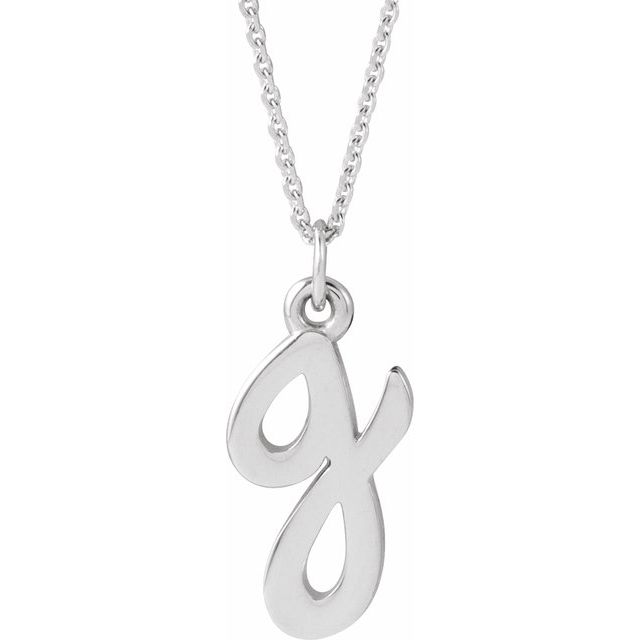 14K White Petite Initial G 16" Necklace