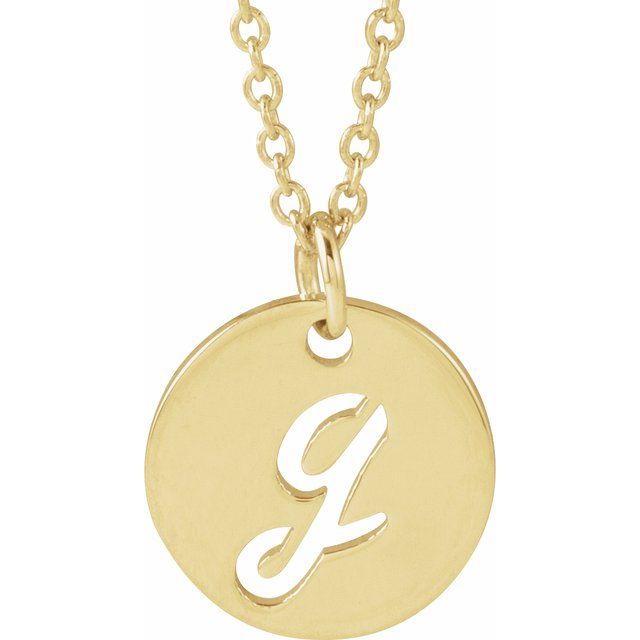 14K Yellow Script Initial G 16-18" Necklace