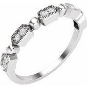14K White .08 CTW Natural Diamond Stackable Ring